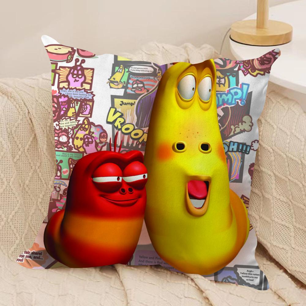 Funny L-Larva Cushion Cover Silky Short Plush Double-Sided Printed Pillow Case for Sofa All Seasons Home Decor Gift