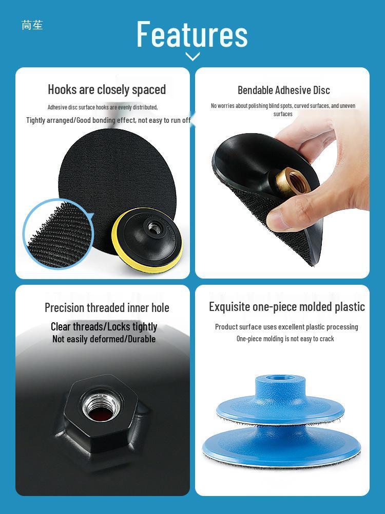 Self-Adhesive Polishing and Backing Pads for Angle Grinder: Wet, Dry, and Stone Options with Connector and Rubber Soft Backing Pad