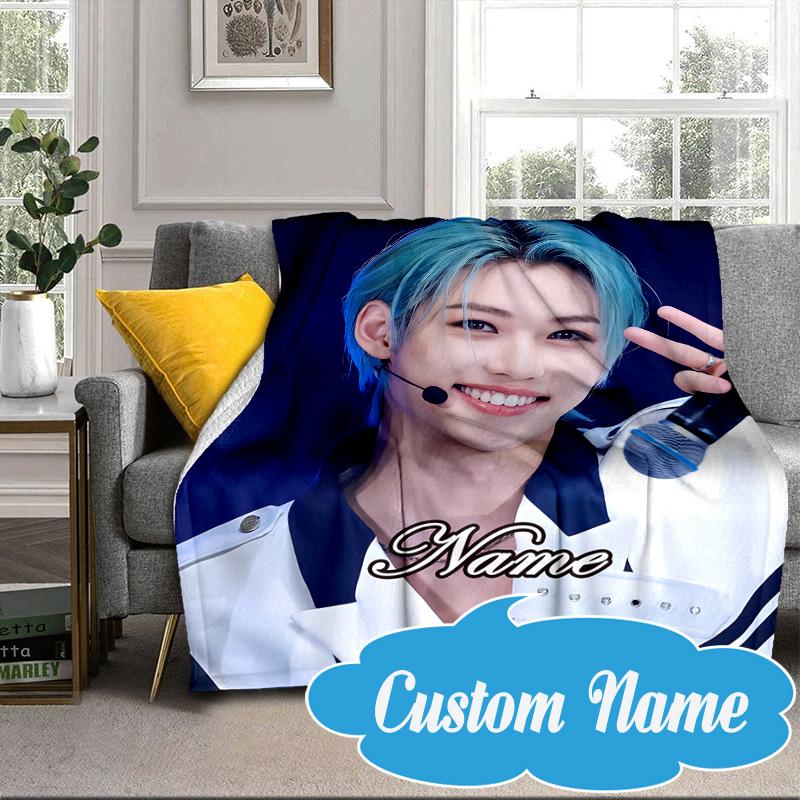 Custom Name K-pop Stars Unite Blanket bed sofa Blanket Flannel Blanket for Camping, Hiking, Picnic Essentials,gift for Fan family