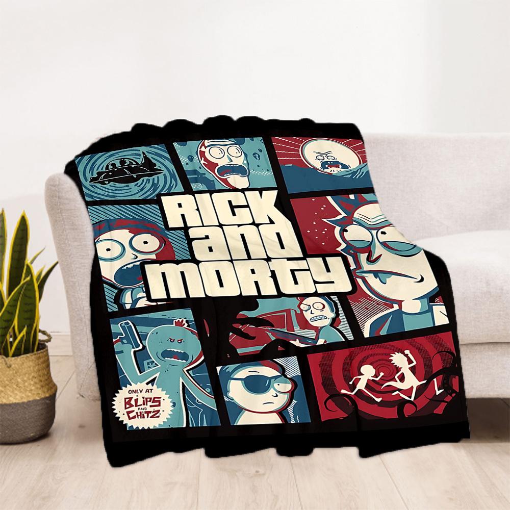1pc RickMorty Outdoor Blanket Lightweight Flannel, Soft & Warm, All Season Use for Sofa, Outdoor, Camping, Living Room, Office, Chair