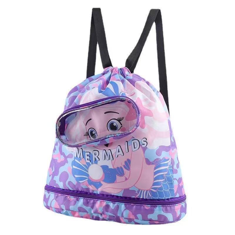 Kids' Cartoon Beach Backpack: Waterproof, Large Capacity with Dry/Wet Separation