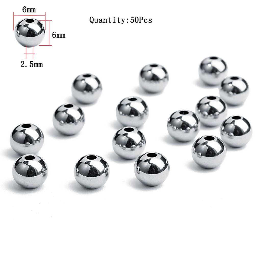 Stainless Steel Beads Square Round Big Hole Loose Spacer Bead For Jewelry Making Charm Bracelets Necklace Finding