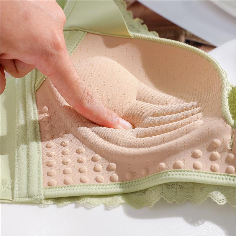 Women's Wire-Free Lace Push-Up Bra: Anti-Sagging, Side Support, Adjustable Fit, Minimizes Look of Large Breasts