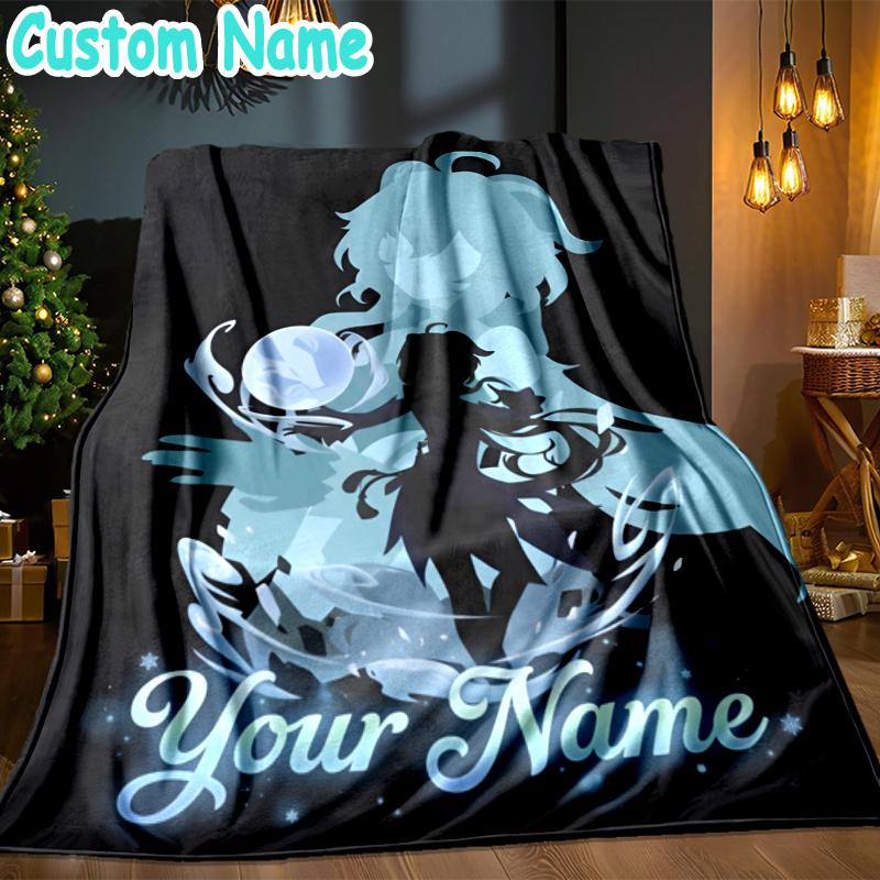 Custom Name Genshin Throw Blanket - Perfect for Couch, Bed, Office, and outdoor Travel - Ideal Gift for Christmas & Holidays
