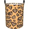 Leopard Love Printing Circular Hamper Laundry Baskets With Handles Collapsible Washable Laundry Hamper Dirty Clothes Basket