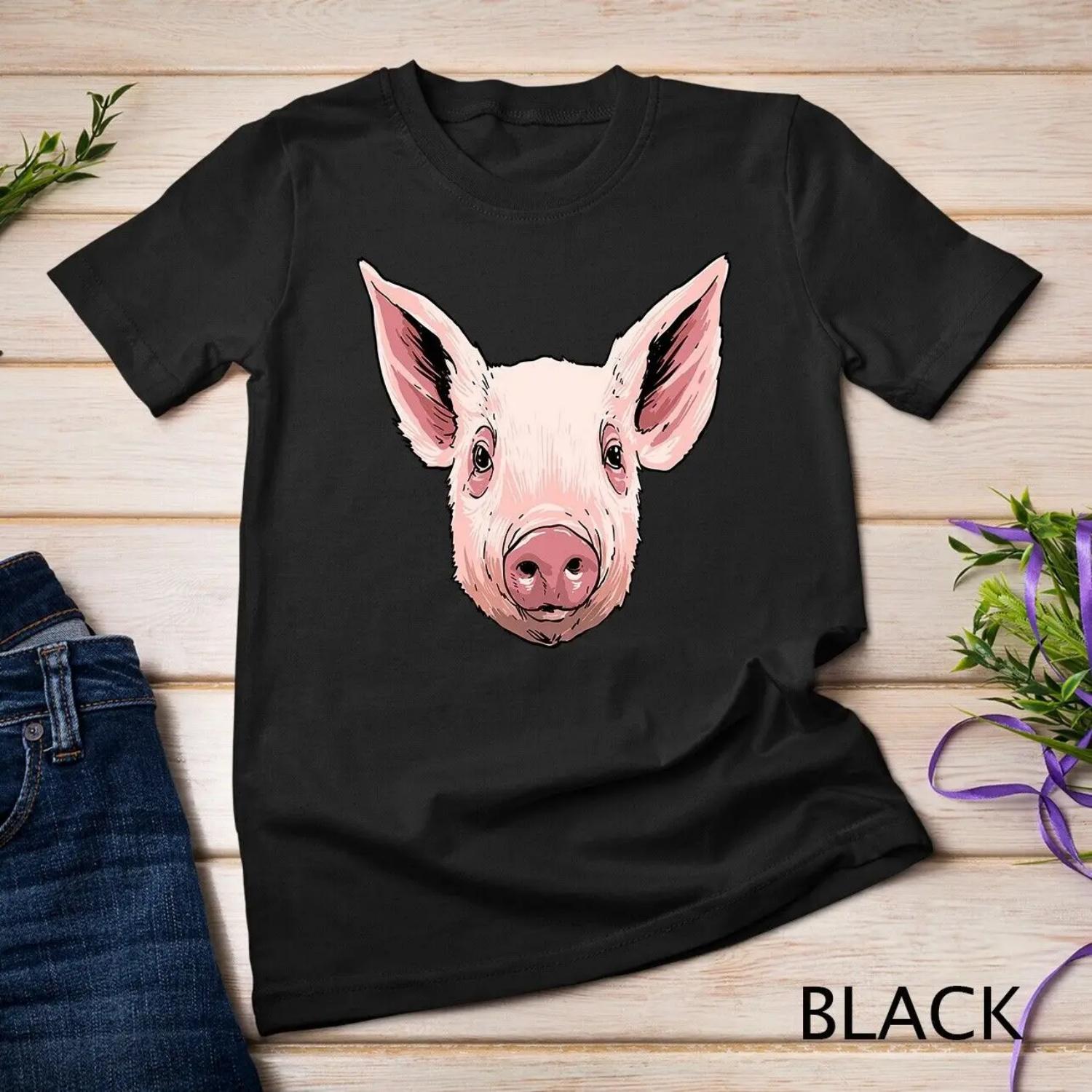 Pig Head T Shirt Cute Lover S чёрный
