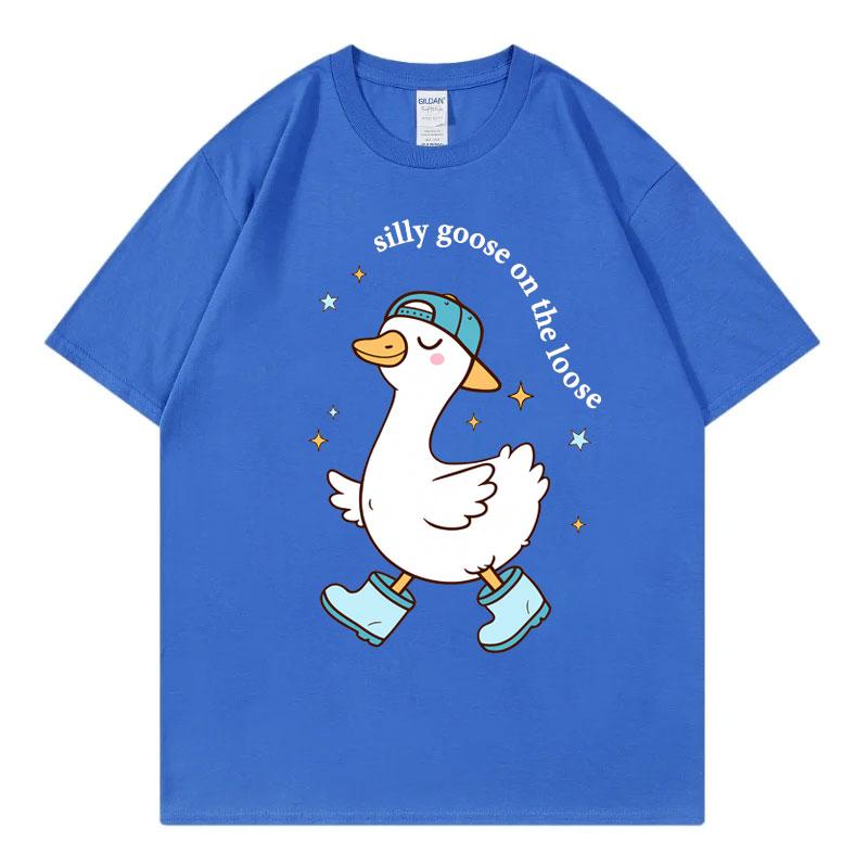 Silly Goose On The Loose Boy Funny Meme T Shirt Harajuku Y2k Style Short Sleeve Tshirt Unisex Unisex Casual Loose Cotton Tshirts