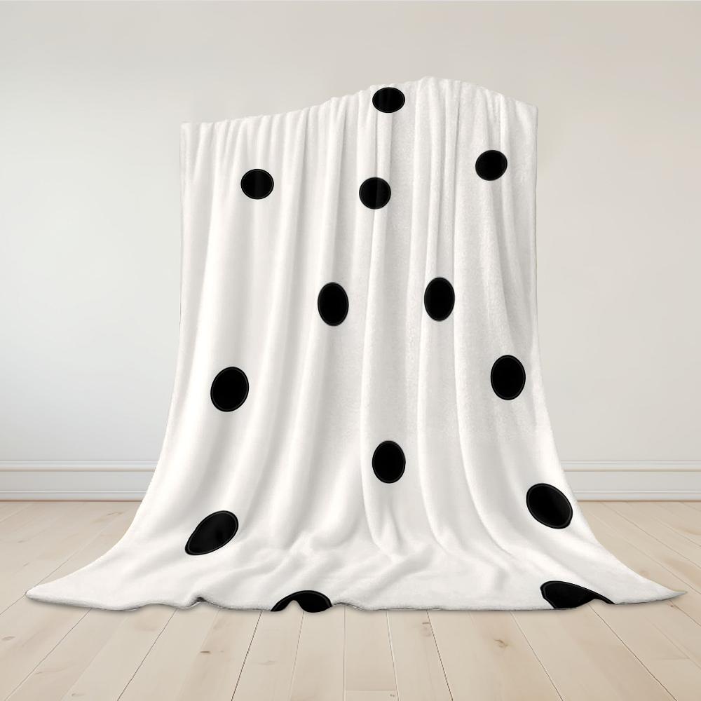Unregelmäßige Schwarze Polka Dots Flanelldecke Warm Weich Halloween Weihnachten Sofa Warm Gemütlich Dekorative Deko Geschenk für Alle Jahreszeiten