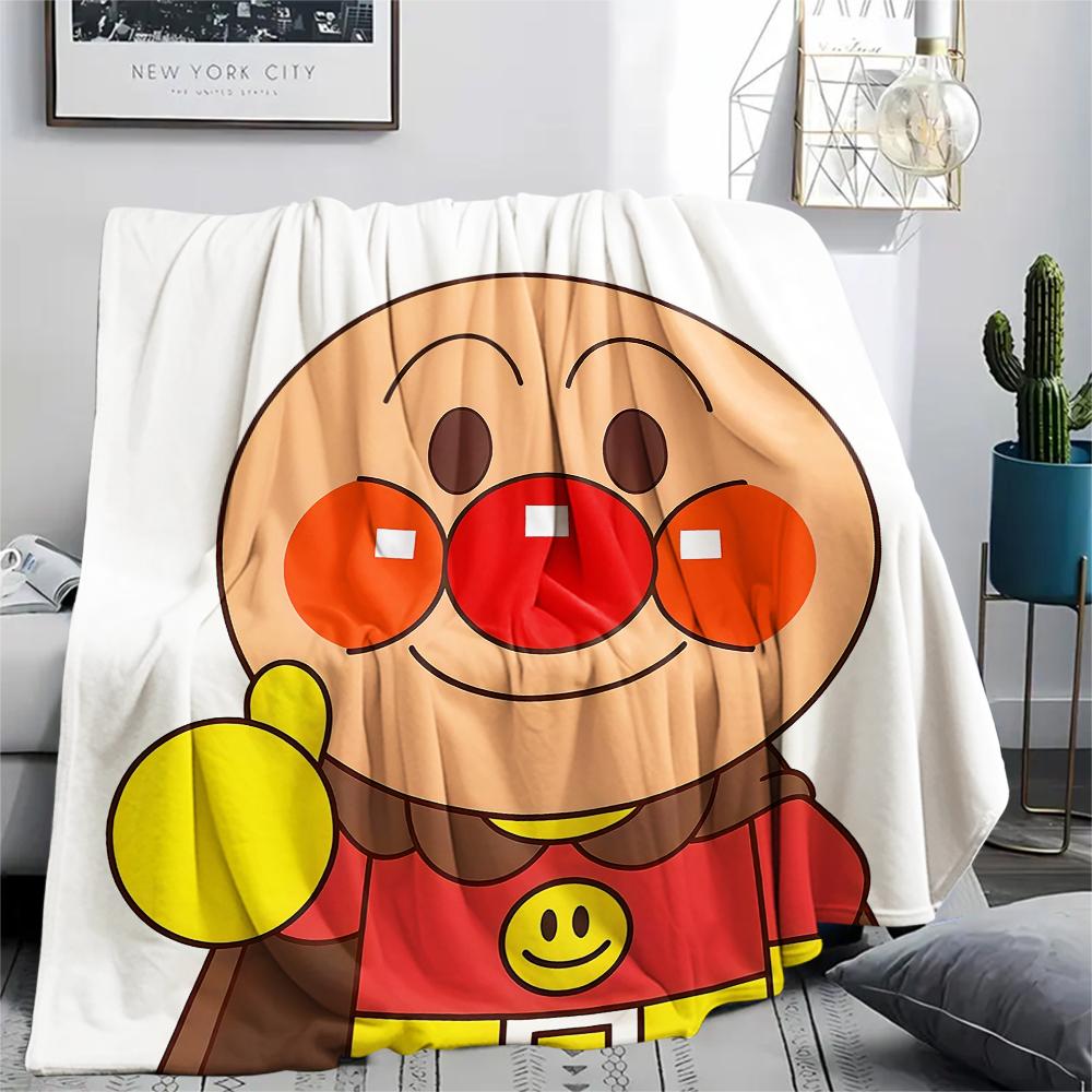 1PC Anpanman Print Flannel Blanket, High quality All Seasons, Home Decor, Warmth and Comfort, Perfect for Christmas Gifts