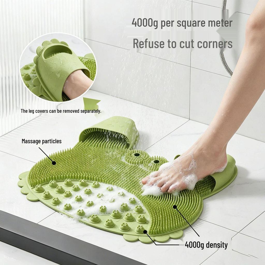 Wall-Mounted Anti-Slip Shower Mat: Foot, Back Scrubber & Massager