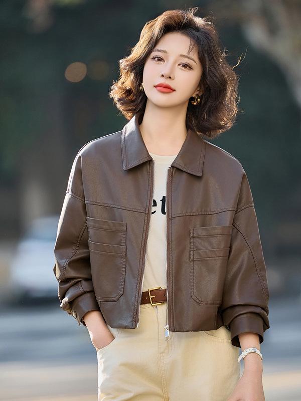 Women's Haining Genuine Leather Sheepskin Jacket, Small, Short, Plus Size, 2025 Spring/Autumn Collection