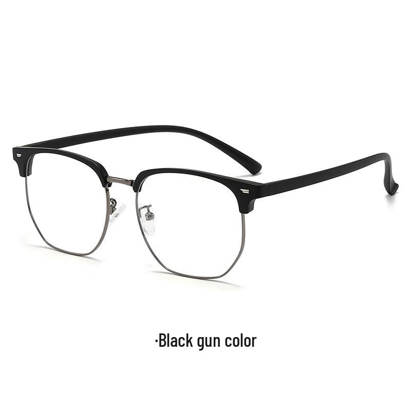 Men s Anti-Blue Light TR90 Half-Frame Square Glasses for Myopia - Retro Business Style Accessories