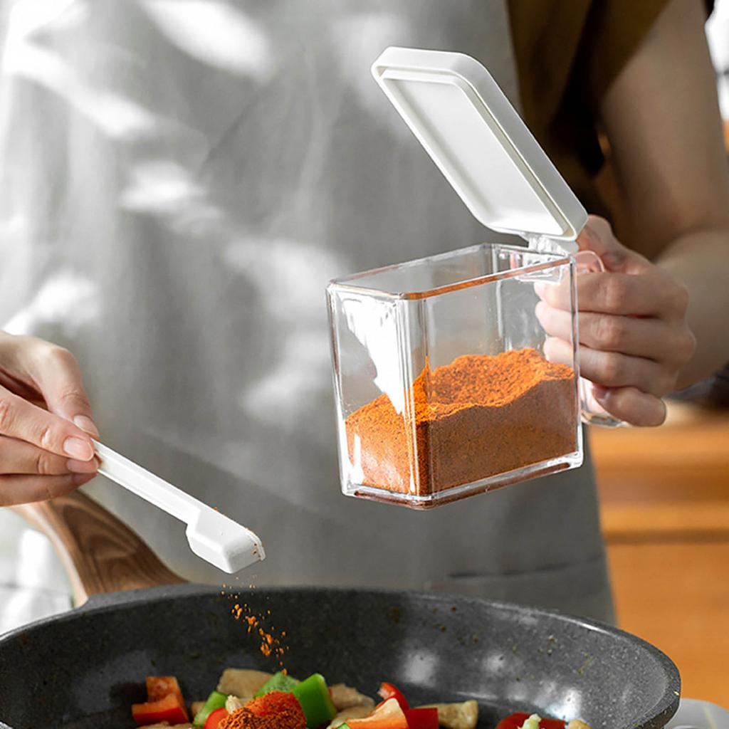 Seasoning Box with Cover and Spoon Seasoning Rack with Cover and Spoon Household Seasoning Storage Container for Spice