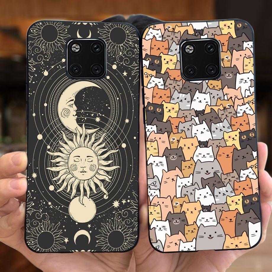 For Huawei Mate 20 Pro Case Soft Silicone Back Cover Black Cat Moon Night Funda For Huawei Mate 20 Mate20 Pro 20pro Coque Capas