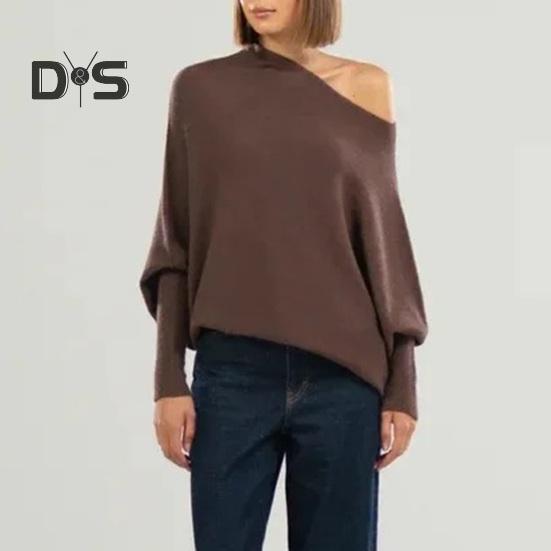 Women Pullover Tops Round Neck Long Sleeve Casual Loose Fit Tops Solid Color Stretchy Casual T-shirt