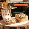 Retro portable jewelry box, small stud earrings, rings, necklaces, hand jewelry storage box, travel, exquisite antique style