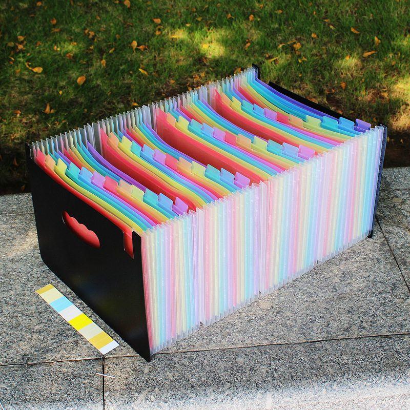 Retractable File Holder Vertical Satchel Folder A4 Paper Test Paper Classification Multi-Layered Material Desktop Storage Storage Clip