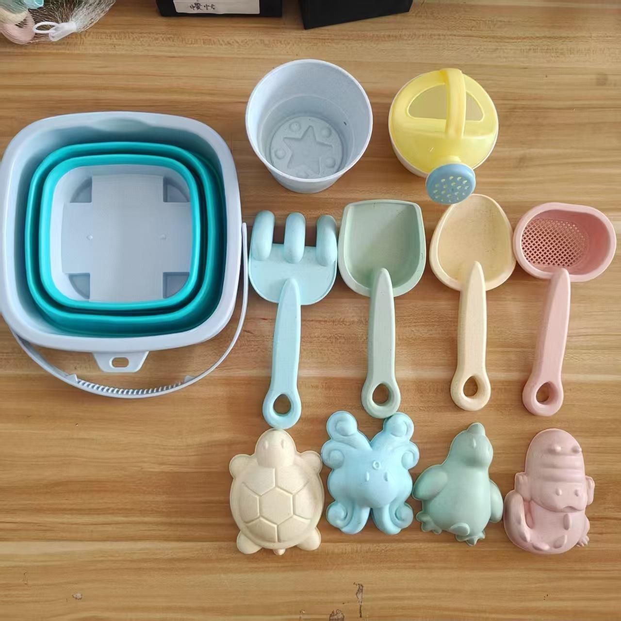 

11PCS Beach Sand Play Water Set Folding Bucket Summer Toys for Children Kids Outdoor Game Sandbox Accessories Color Random синий