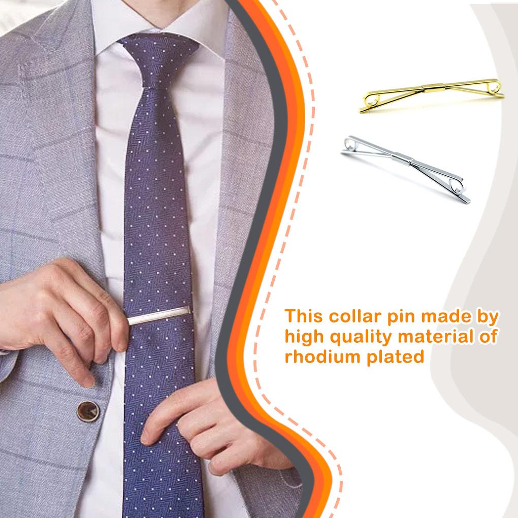 Men's Plated Tie Collar Bar Two Color Metal Polished Collar Bar Necktie ch