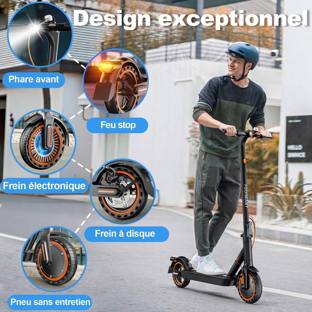 Trotinetă Electrică pentru Adulți TODIMART T3 350W 25KM/H Baterie 35KM 36V 7.8Ah Antifurt Pliabilă Roți Fagure 120KG