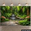 Zen Courtyard Banner with Ferns and Hanging Vines Photo Booth Background Cloth