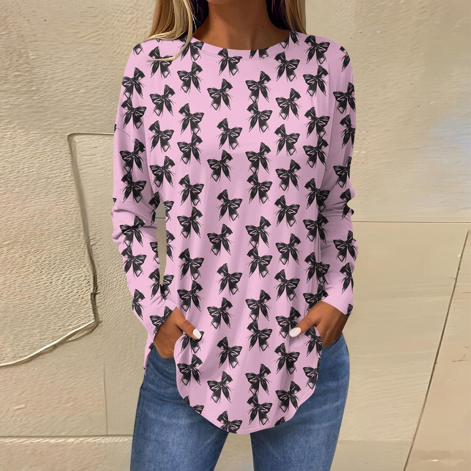 

Рубашки на День святого Валентина для женщин Милая футболка с принтом в виде сердца с длинным рукавом Туника Топы из хлопка Пуловеры XXL