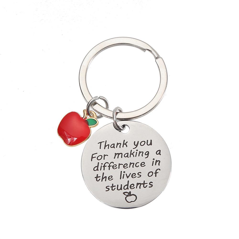 Stainless Steel Teacher's Day Apple Bee Keychain - Thank You Gift