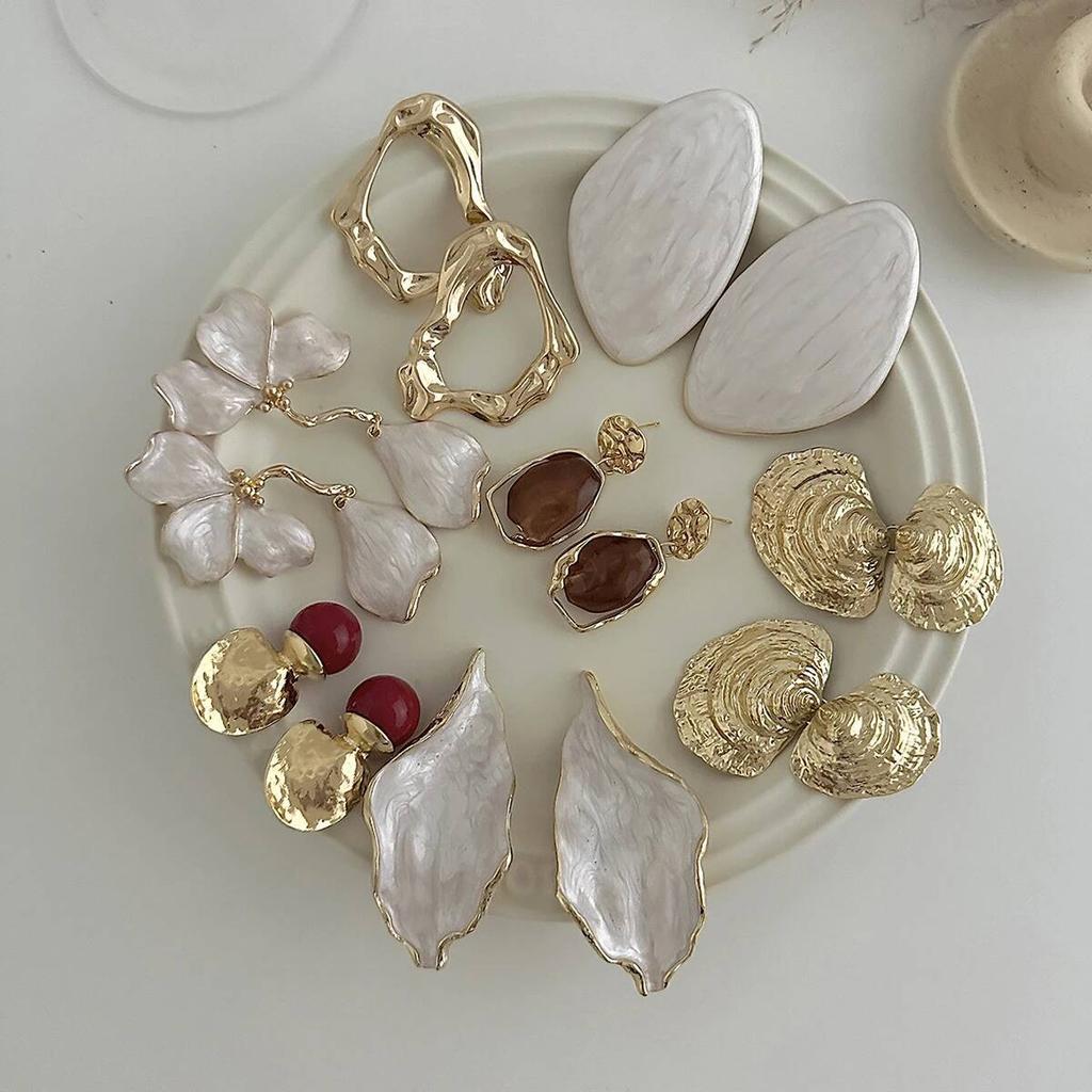 PuRui 7 Style Elegant Flower Scallop Pendant Earrings for Women 2026 New Vintage Creative Aesthetics Jewelry Drop Earrings Gifts