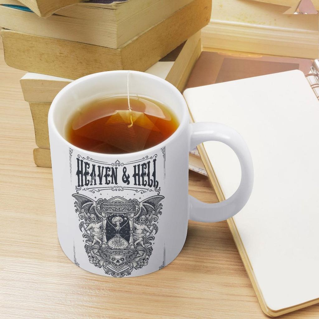 11oz Weiße Keramiktasse mit Hitzebeständigem Körper und Beidseitigem Druck, Glatter Griff für Heiße Getränke und Bürogebrauch