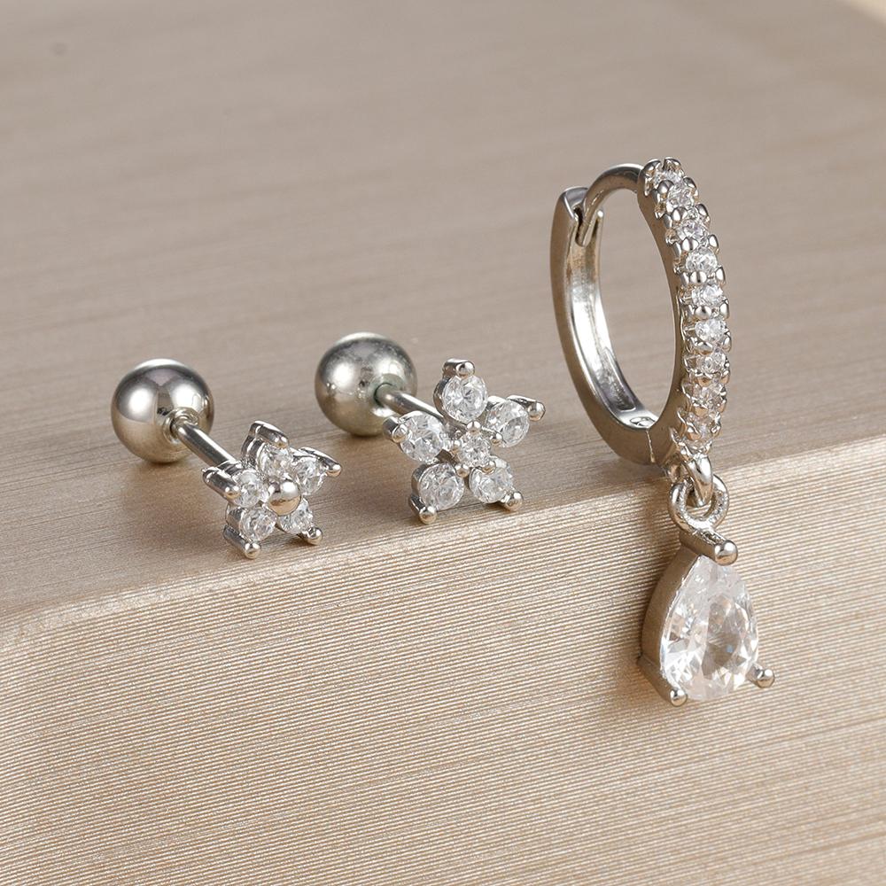 

3 шт. мини-серьги из нержавеющей стали с цирконием для пирсинга хряща для женщин, золотые серьги-гвоздики для козелка, украшения для тела