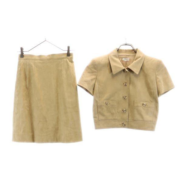 FOXEY Made In Japan Faux Leather Skirt Suit Setup 40 Tailored Jacket Women Used