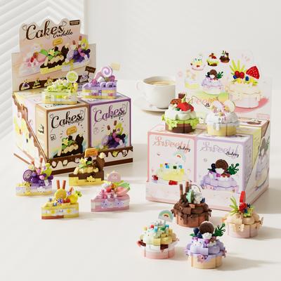 Geschenkbox für Geburtstagsparty-Cupcakes, Mikrobausteine, Kinderspielzeug, Bausteine, Küchenspielzeug, Mini-Desserttischdekoration, Überraschungsbox