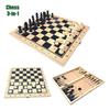 1 Set Chess Game Portable Foldable Durable 3 In 1 Wooden International Chess Checkers Toy Party Supplies
