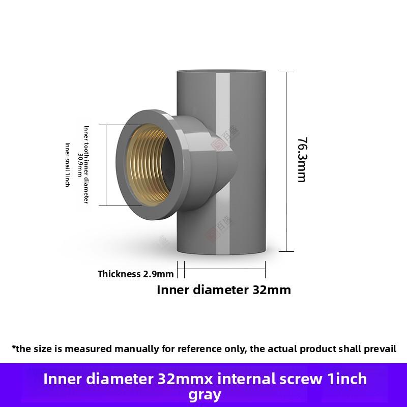 20~50mm Grey PVC Pipe Thread Connector Direct Elbow Tee Irrigation Joint Water Supply Pipe Adapter Aquarium Tank Joint Ball Valv