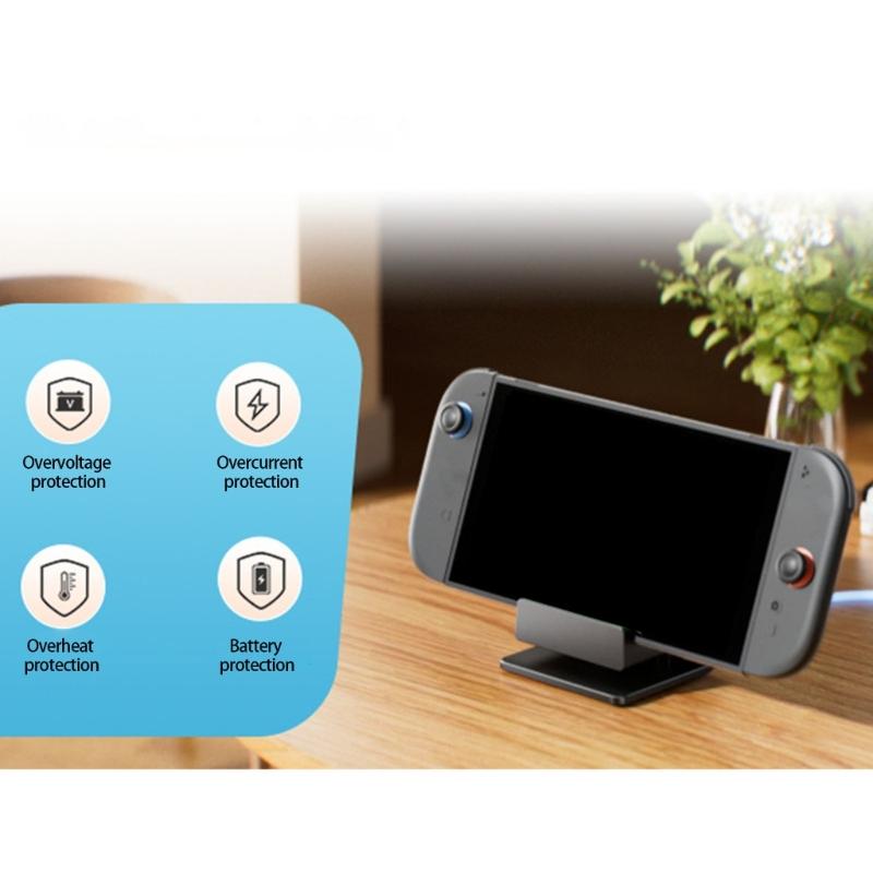 Mini Charging Station Dock For Game Console Handheld Device Featuring Multiple Mode LED Lights & Ergonomic Viewing Angle