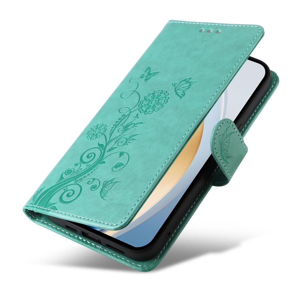 Phone Case For vivo Y300 5G/V40 Lite (Indonesia) 4G/5G/Y200 5G Wallet Stand Butterfly Floral Imprint Leather Cover