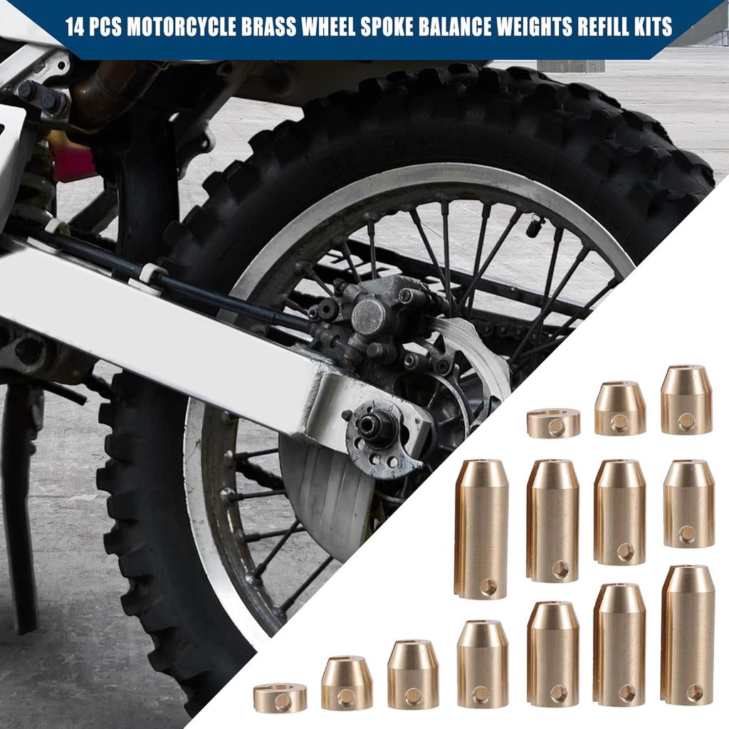 Rear/Brass Wheel Spoke Balance Weights Refill/with Wrench/Durable/Metal / 14pcs/Set/Gold Tone/for Motorcycle