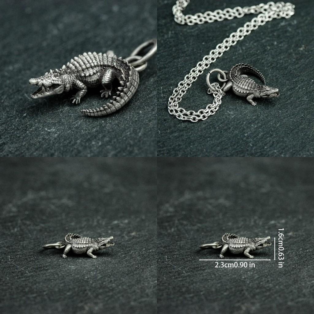 Crocodile Retro Style Animal Jewelry Pendant Alloy Chain Men Decoration Women