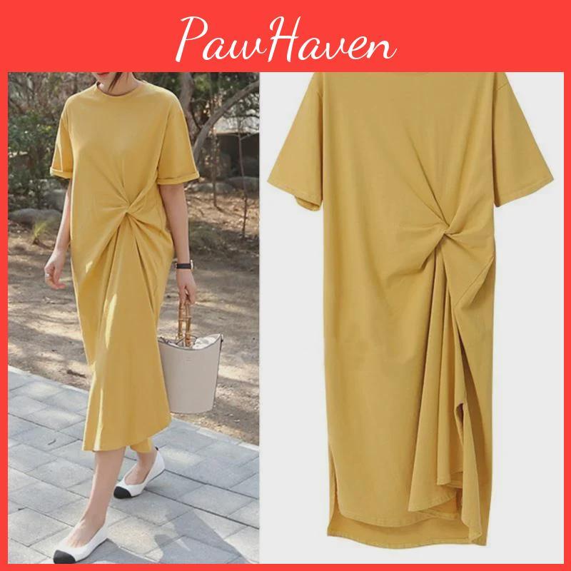 Casual Summer French 2025 Loose Skirt Dress Large Size Long Tshirt Style