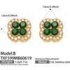 SSeeSY Custom Design Jewelry Stainless Steel 18K Gold Plated Clover Stud Earrings Necklace Set for Engagement Party with Zircon