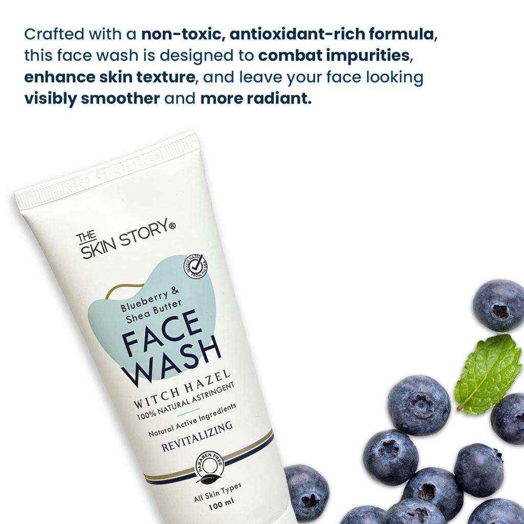 The Skin Story Blueberry Face Wash for Deep Cleansing & Moisturizing, Minimizes Pores With Witch Hazel Gel Based, 100ml