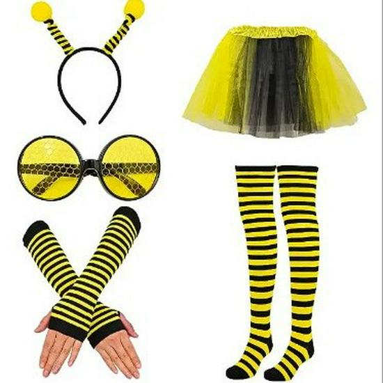 2026 Halloweenový kostým včelky Cosplay Set s křídly, pláštěm, čelenkou a brýlemi pro dospělé a děti