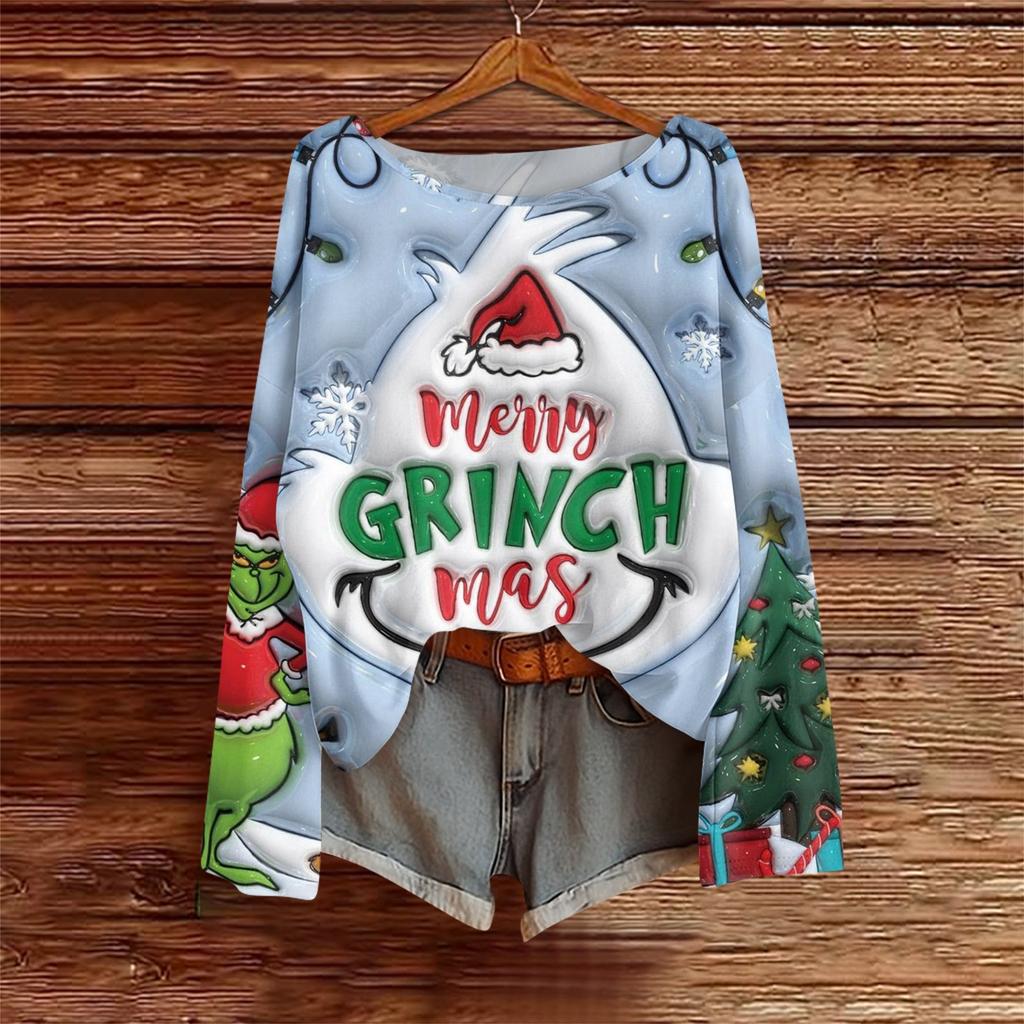 Long Sleeve Shirts For Women Printed Tees Blouses Casual Plus Size Basic Tops Pullover