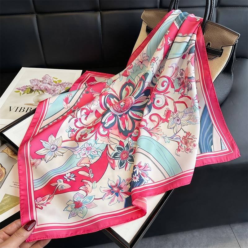 Print Scarf Neckerchief Turban Hijab Luxury Female Square Headscarf Shawl Bandana Headband Windproof Handkerchief Fashion Wraps