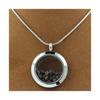 Stones and Minerals. Raw Brown Diamond Necklace. 25 Mm Medallion Model. Color Silver.