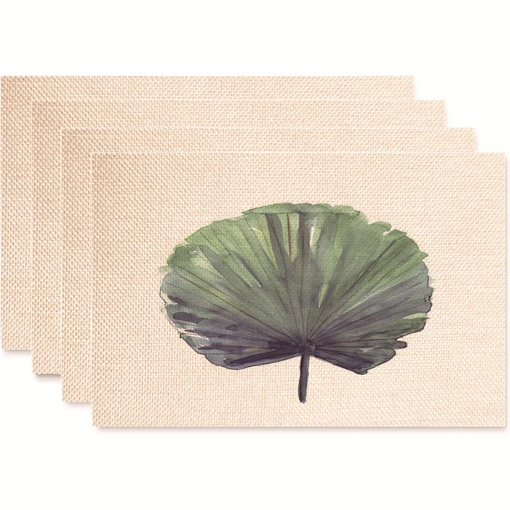 Monstera Design Linen Placemat Heat Resistant Dining Table Mats for Plant Lovers Horticultural Theme Tableware Mats Daily Use