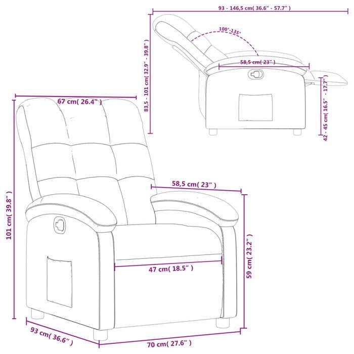 VidaXL Recliner, Relaxation Chair with Backrest, Seat with Footrest, Living Room TV Armchair, Modern, Grey 371727