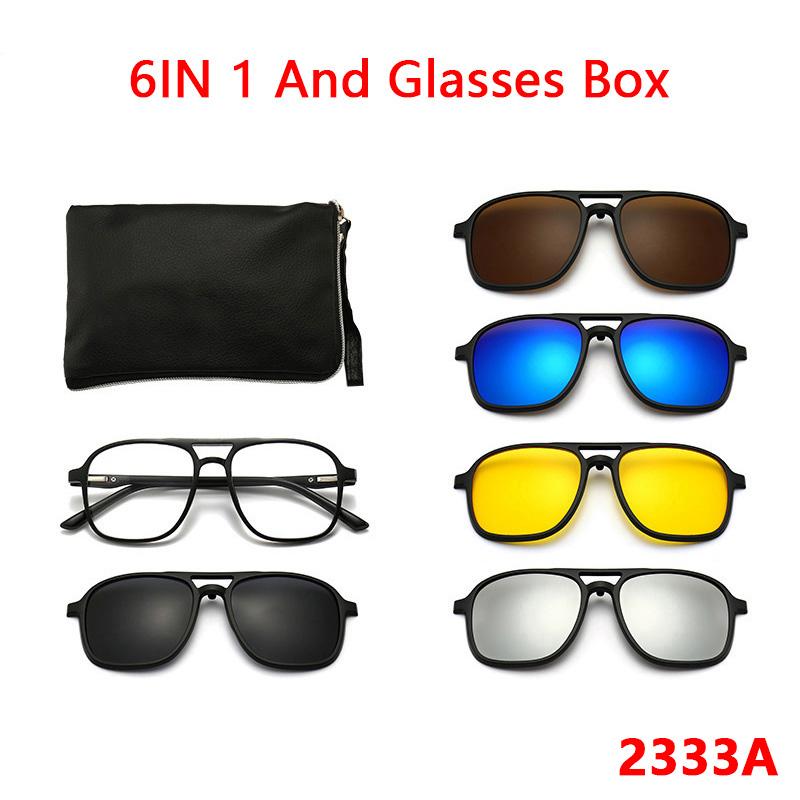 6 In 1 Men Women Reading Sunglasses Polarized Optical Magneticclip On Magnet Prescription Glasses Frame