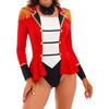 Damen Circus-Zirkusdirektor Rollenspiel Kostüm Langarm Overall Colorblock Patchwork Rock-Bodysuit