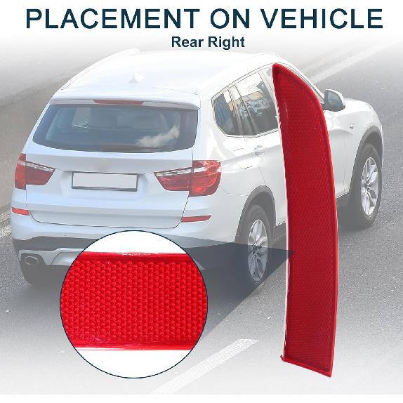 Bumper Reflector for BMW X3 2015-2017 Strong No.63257352210 | Rear Right Bumper Reflector Side Marker 1 Pcs Red